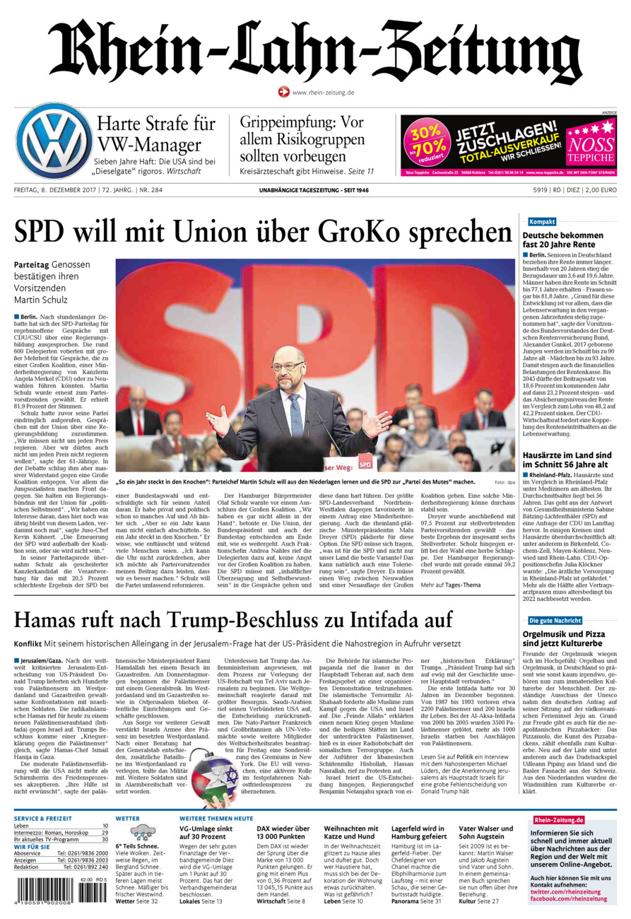Rhein-Lahn-Zeitung Diez (Archiv) vom Freitag, 08.12.2017