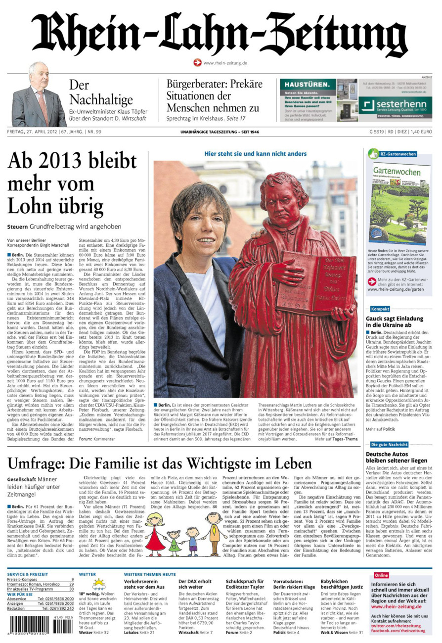 Rhein-Lahn-Zeitung Diez (Archiv) vom Freitag, 27.04.2012