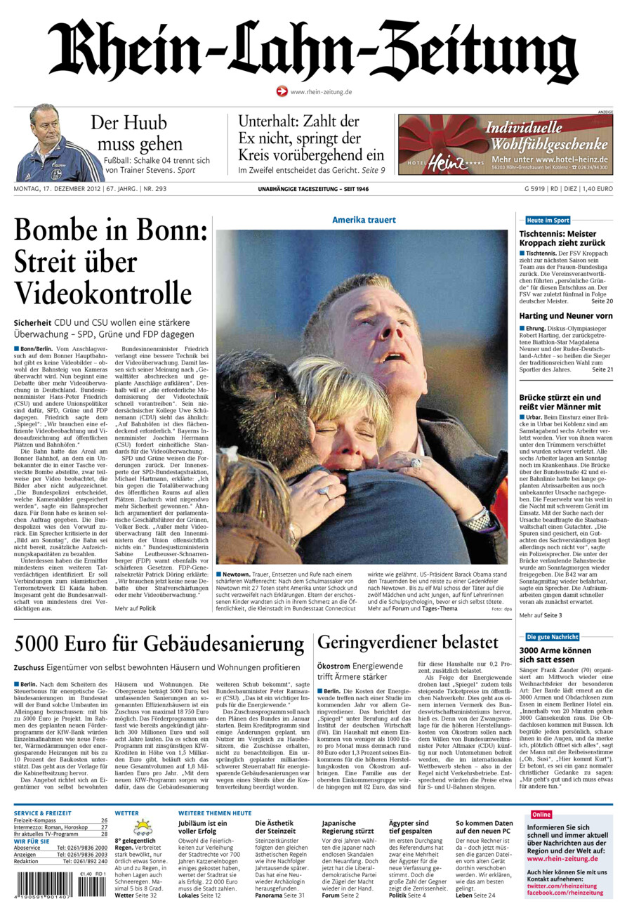 Rhein-Lahn-Zeitung Diez (Archiv) vom Montag, 17.12.2012