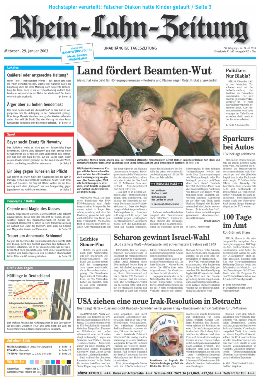 Rhein-Lahn-Zeitung Diez (Archiv) vom Mittwoch, 29.01.2003