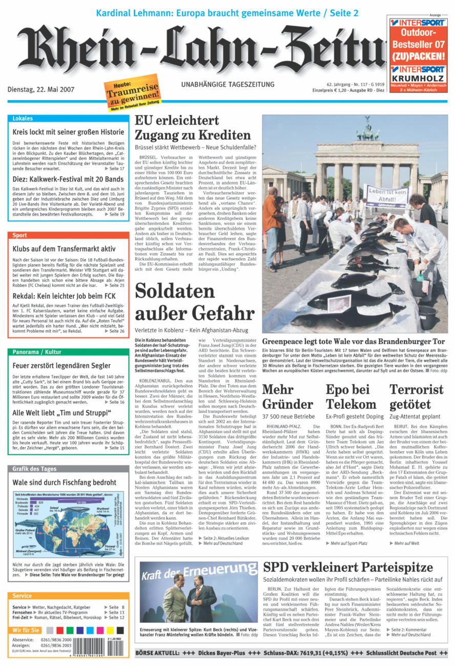 Rhein-Lahn-Zeitung Diez (Archiv) vom Dienstag, 22.05.2007