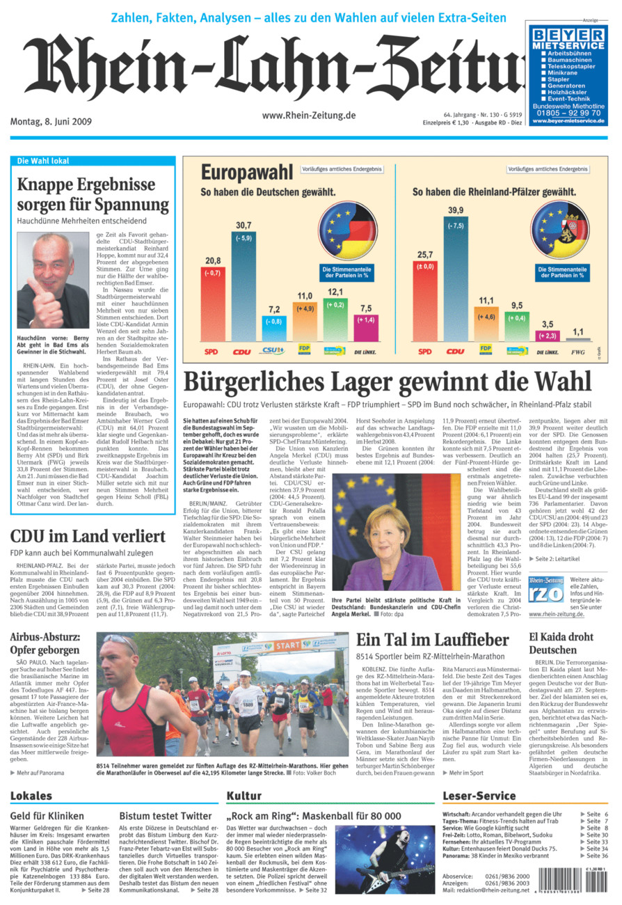 Rhein-Lahn-Zeitung Diez (Archiv) vom Montag, 08.06.2009