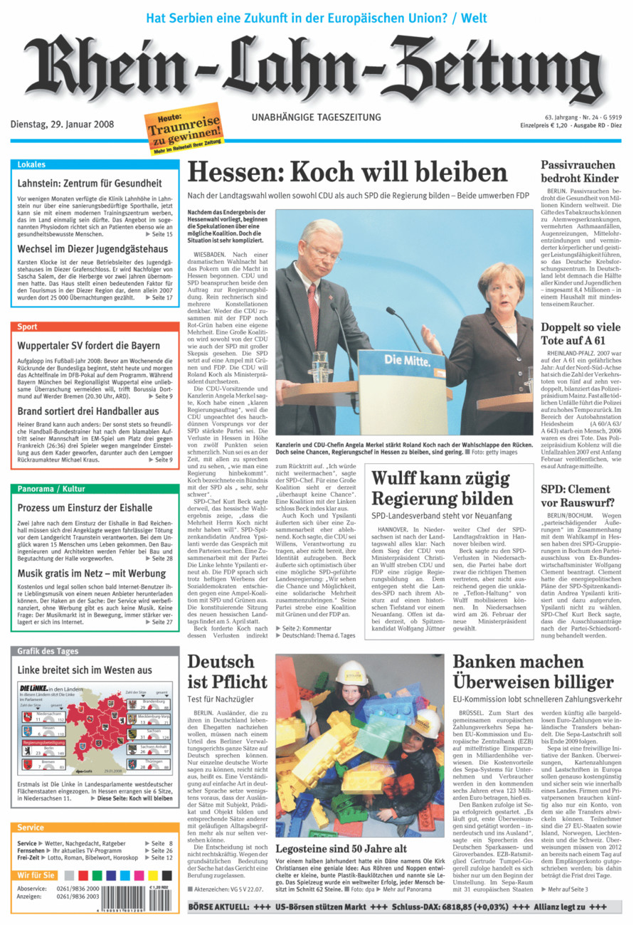 Rhein-Lahn-Zeitung Diez (Archiv) vom Dienstag, 29.01.2008