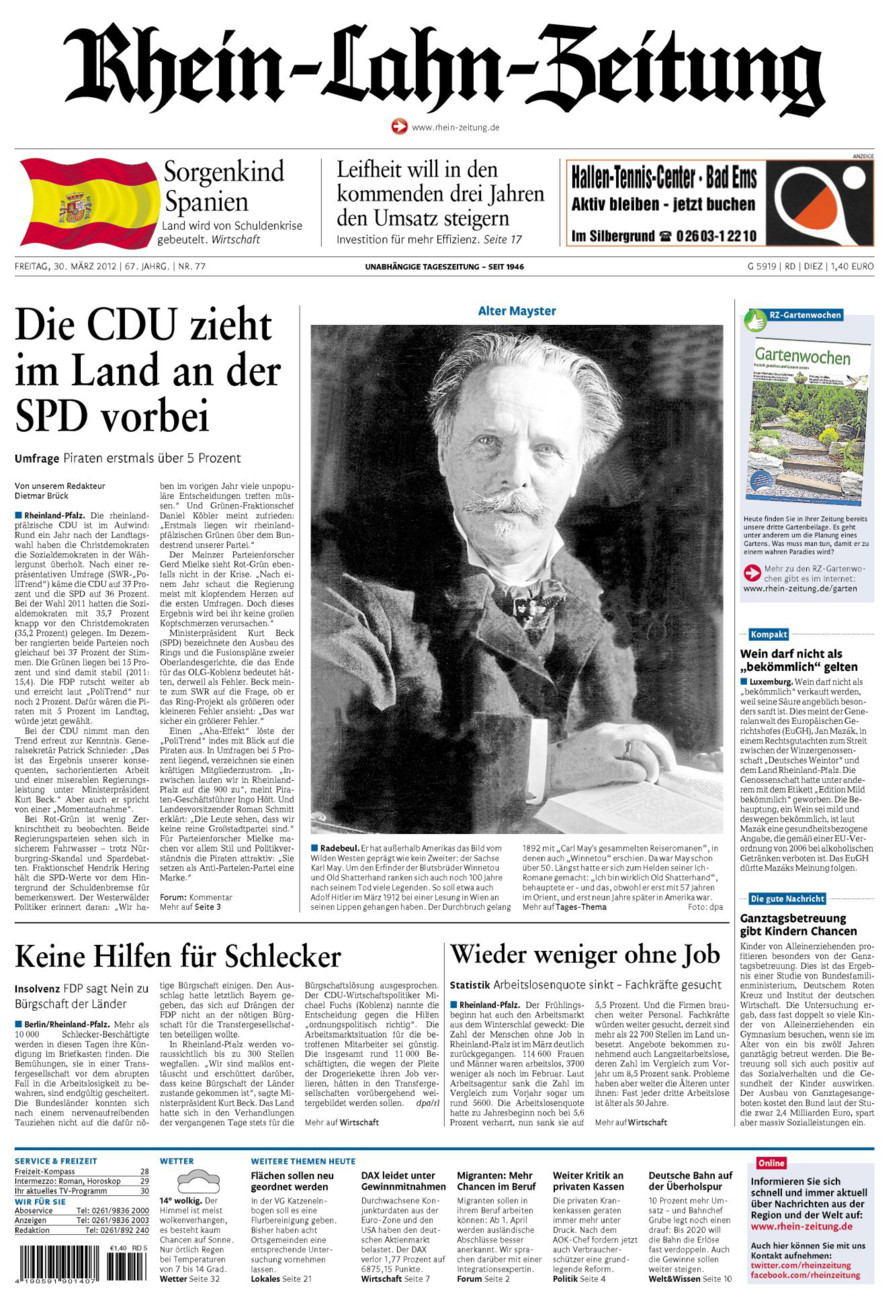 Rhein-Lahn-Zeitung Diez (Archiv) vom Freitag, 30.03.2012