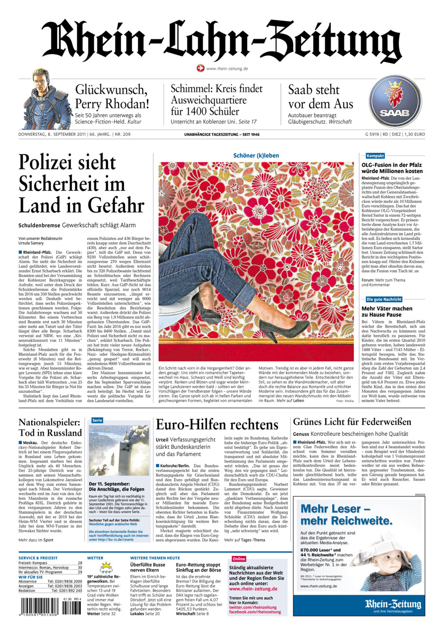 Rhein-Lahn-Zeitung Diez (Archiv) vom Donnerstag, 08.09.2011