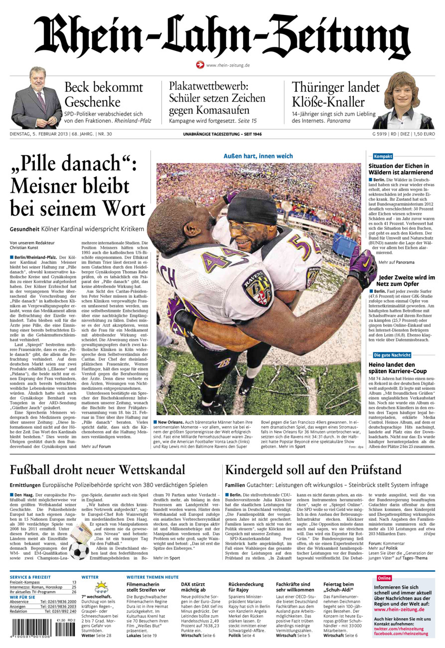 Rhein-Lahn-Zeitung Diez (Archiv) vom Dienstag, 05.02.2013