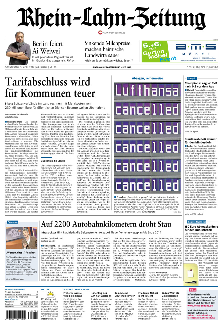 Rhein-Lahn-Zeitung Diez (Archiv) vom Donnerstag, 03.04.2014