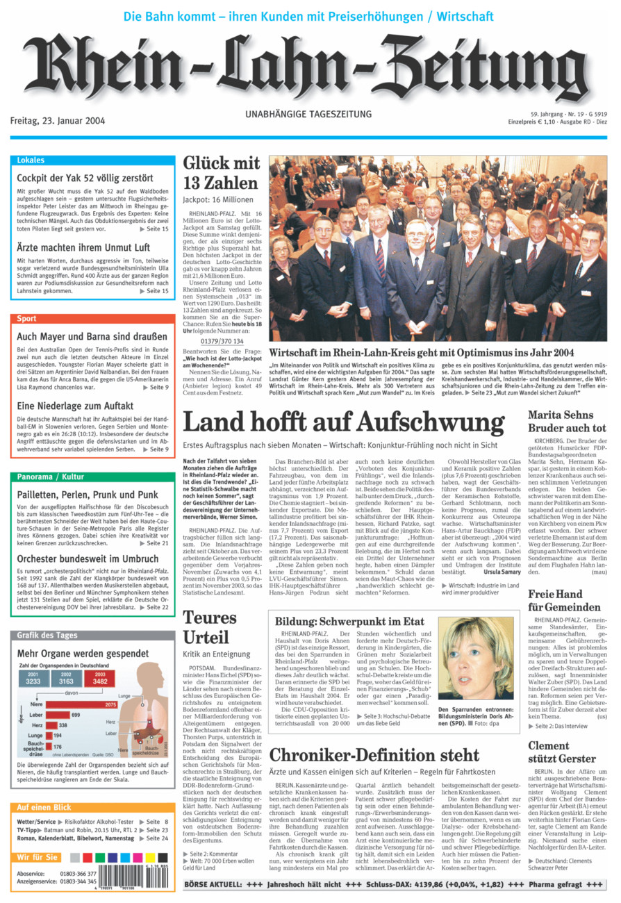 Rhein-Lahn-Zeitung Diez (Archiv) vom Freitag, 23.01.2004