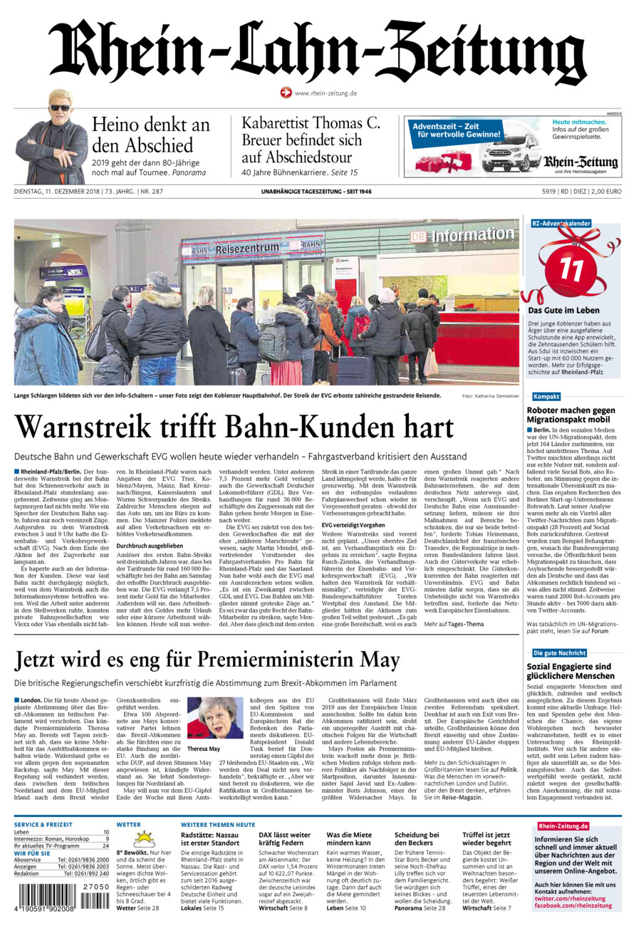Rhein-Lahn-Zeitung Diez (Archiv) vom Dienstag, 11.12.2018