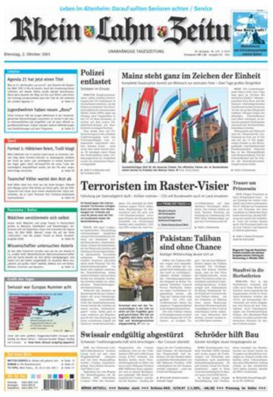 Rhein-Lahn-Zeitung Diez (Archiv) vom Dienstag, 02.10.2001
