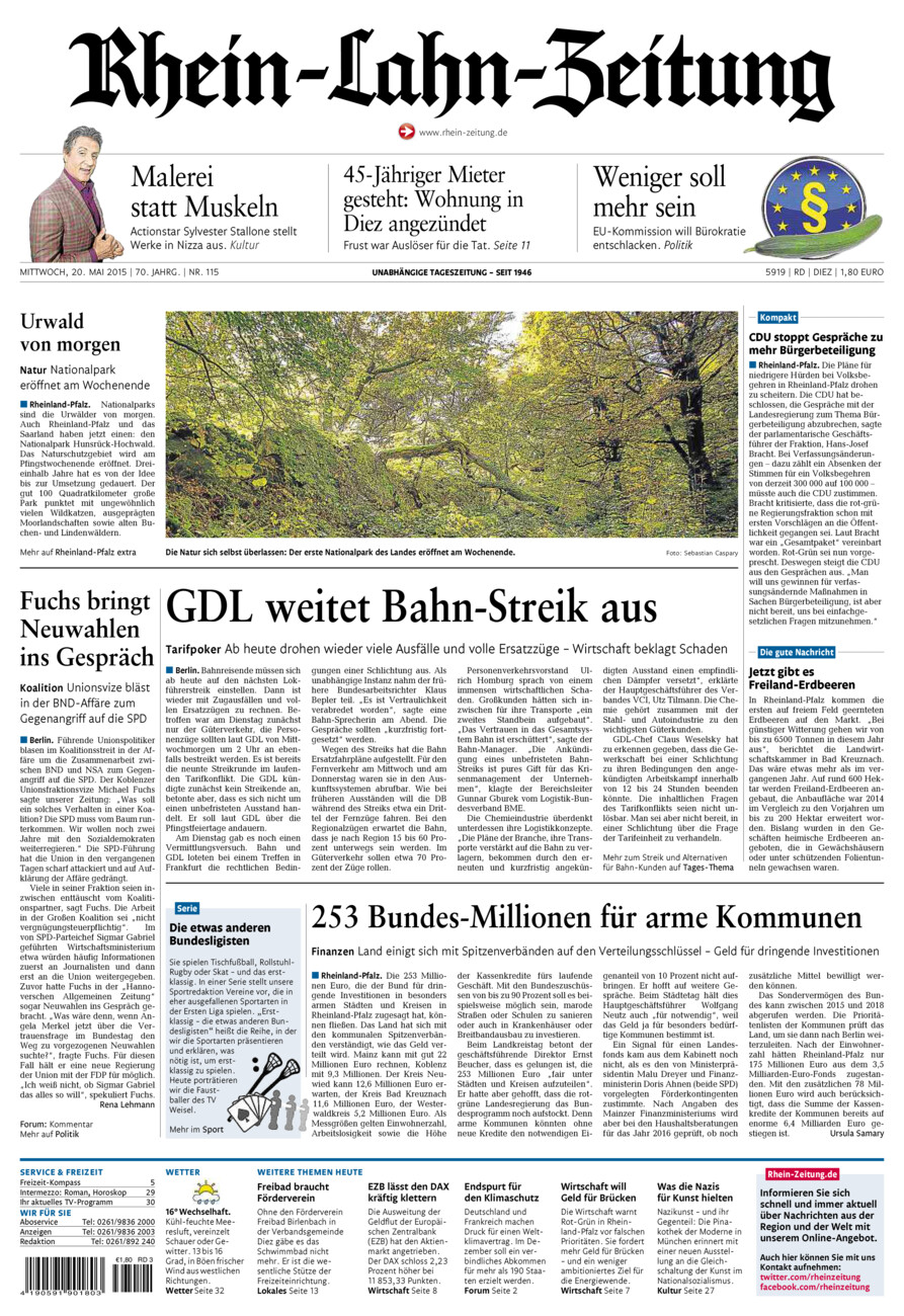 Rhein-Lahn-Zeitung Diez (Archiv) vom Mittwoch, 20.05.2015