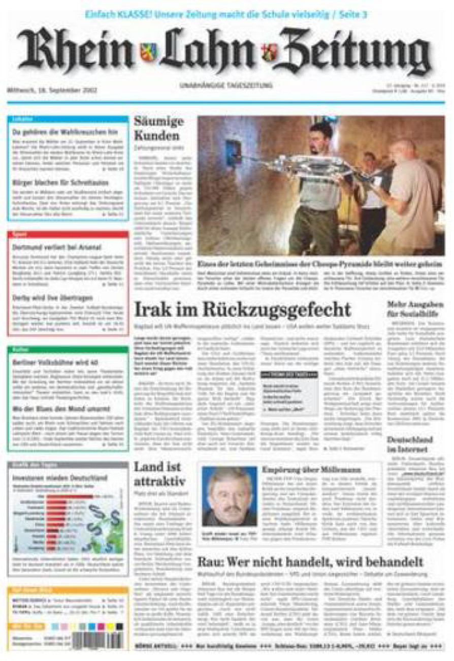 Rhein-Lahn-Zeitung Diez (Archiv) vom Mittwoch, 18.09.2002