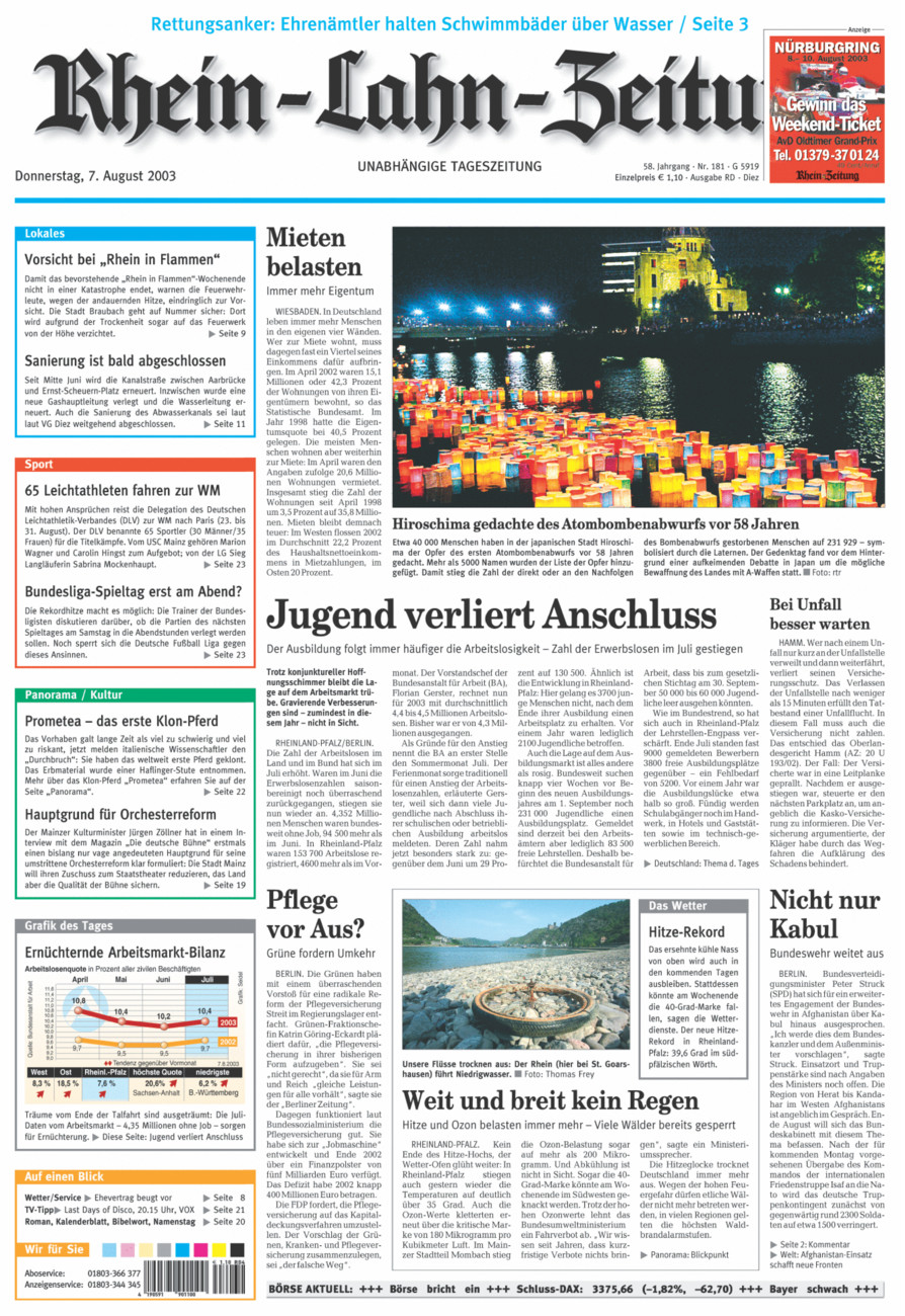 Rhein-Lahn-Zeitung Diez (Archiv) vom Donnerstag, 07.08.2003
