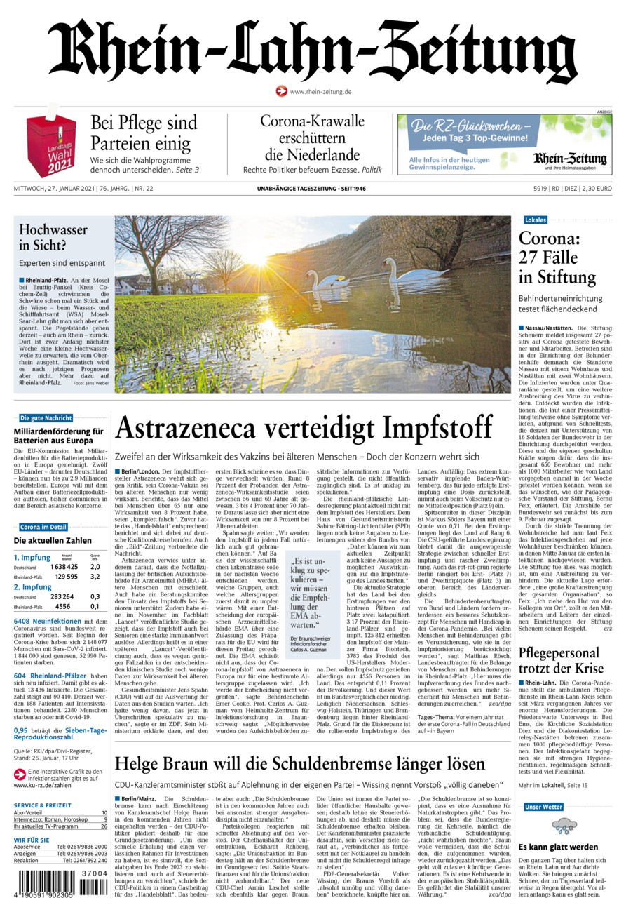 Rhein-Lahn-Zeitung Diez (Archiv) vom Mittwoch, 27.01.2021