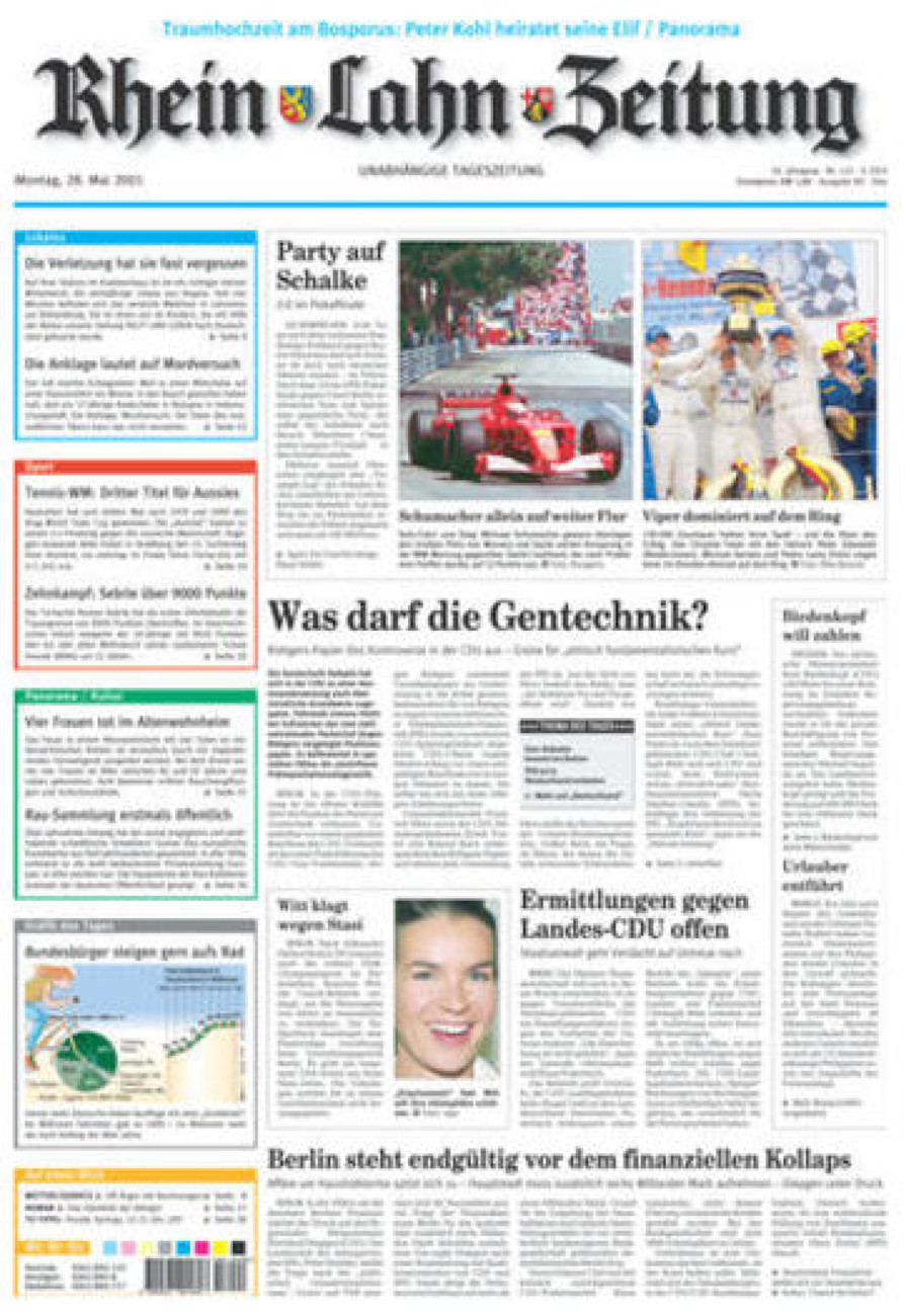 Rhein-Lahn-Zeitung Diez (Archiv) vom Montag, 28.05.2001
