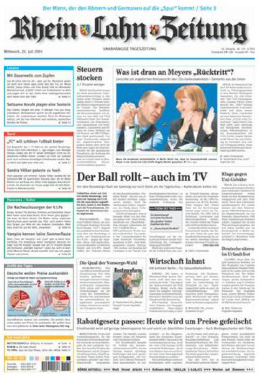 Rhein-Lahn-Zeitung Diez (Archiv) vom Mittwoch, 25.07.2001