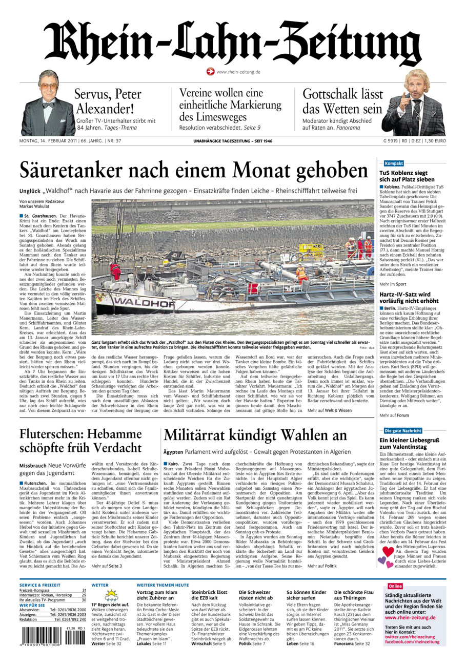 Rhein-Lahn-Zeitung Diez (Archiv) vom Montag, 14.02.2011