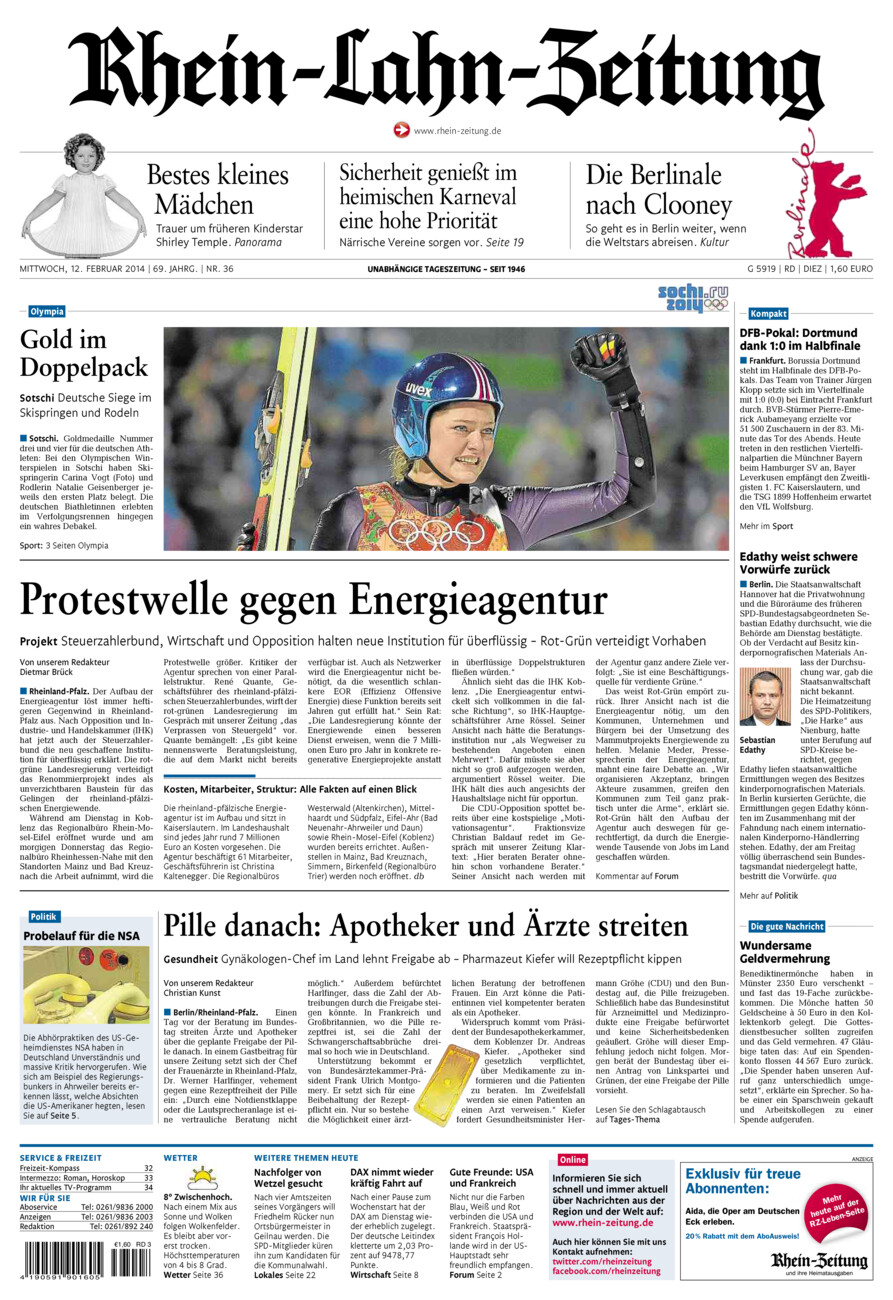 Rhein-Lahn-Zeitung Diez (Archiv) vom Mittwoch, 12.02.2014