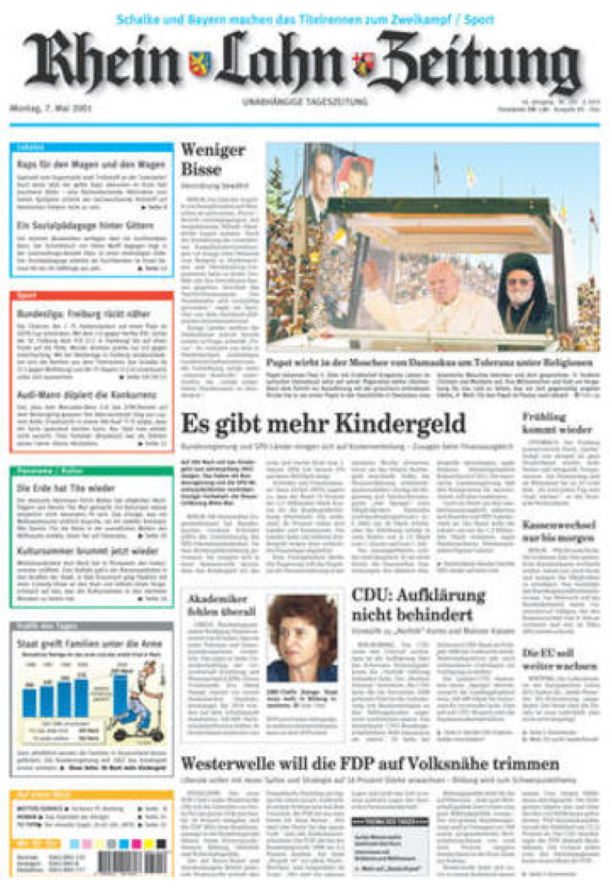 Rhein-Lahn-Zeitung Diez (Archiv) vom Montag, 07.05.2001