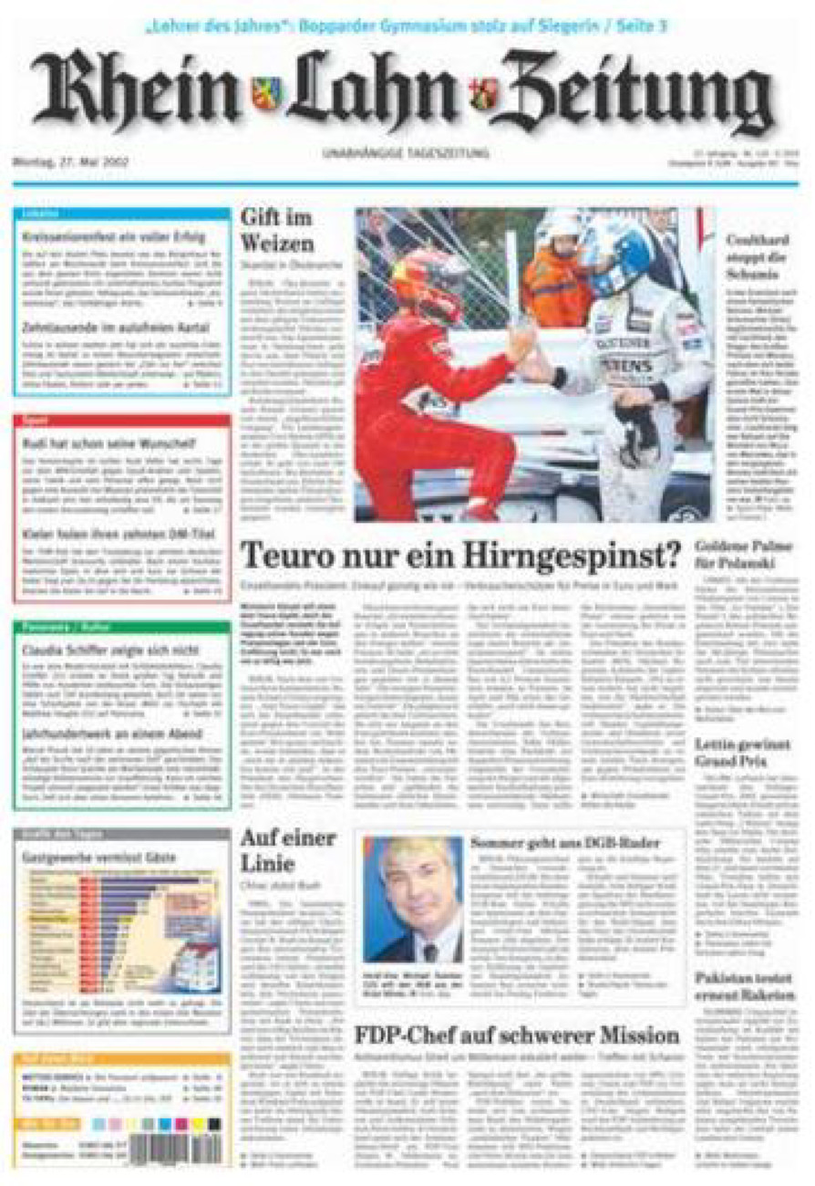 Rhein-Lahn-Zeitung Diez (Archiv) vom Montag, 27.05.2002