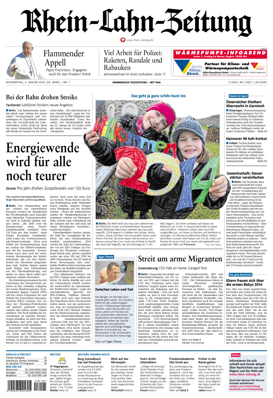 Rhein-Lahn-Zeitung Diez (Archiv) vom Donnerstag, 02.01.2014