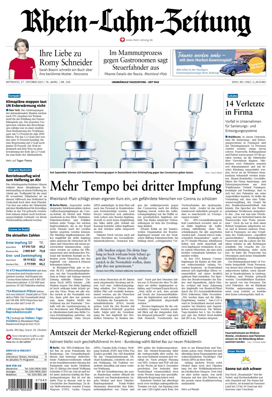 Rhein-Lahn-Zeitung Diez (Archiv) vom Mittwoch, 27.10.2021