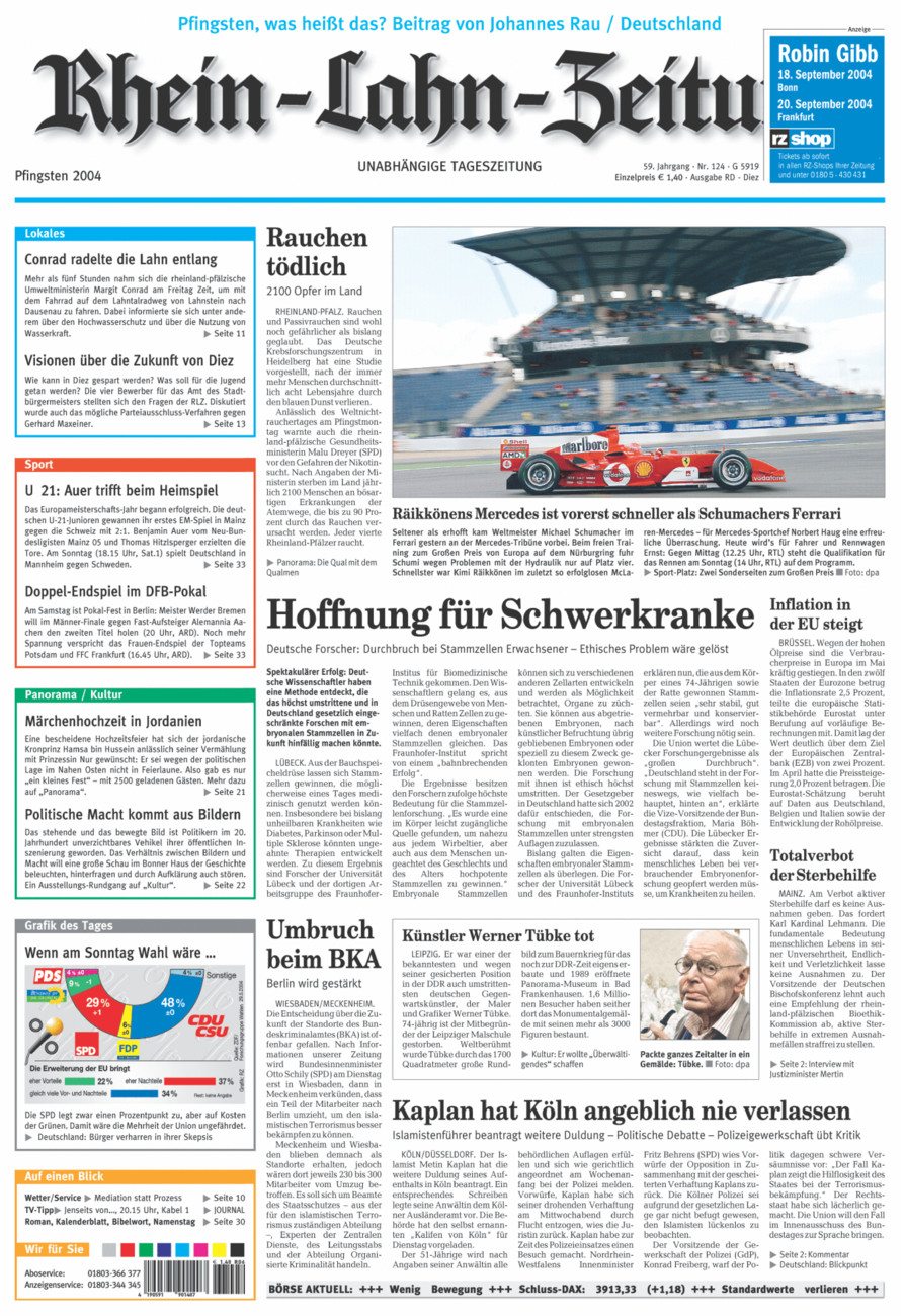Rhein-Lahn-Zeitung Diez (Archiv) vom Samstag, 29.05.2004