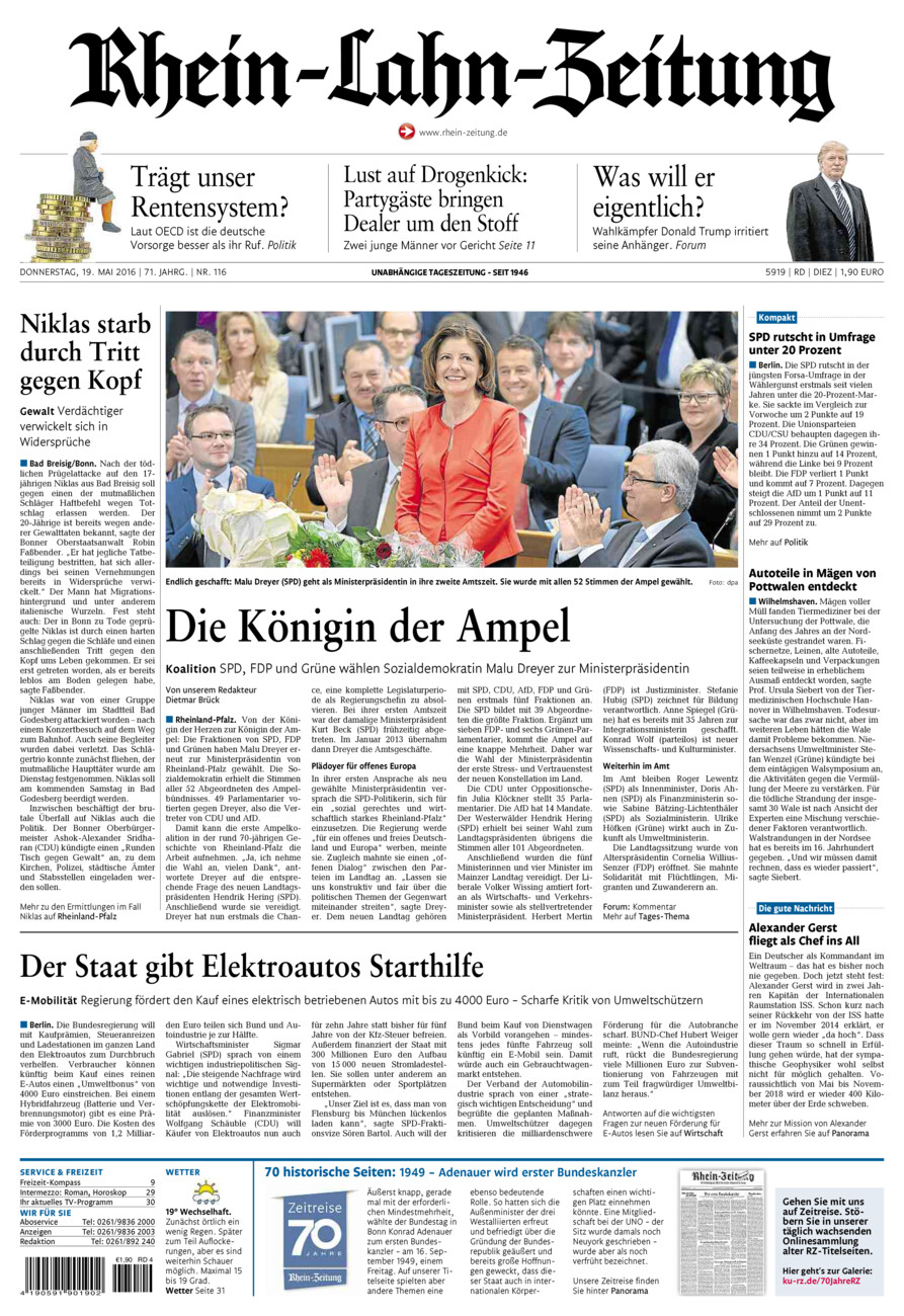 Rhein-Lahn-Zeitung Diez (Archiv) vom Donnerstag, 19.05.2016
