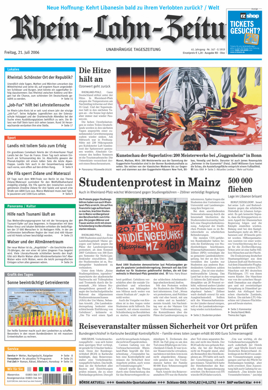 Rhein-Lahn-Zeitung Diez (Archiv) vom Freitag, 21.07.2006