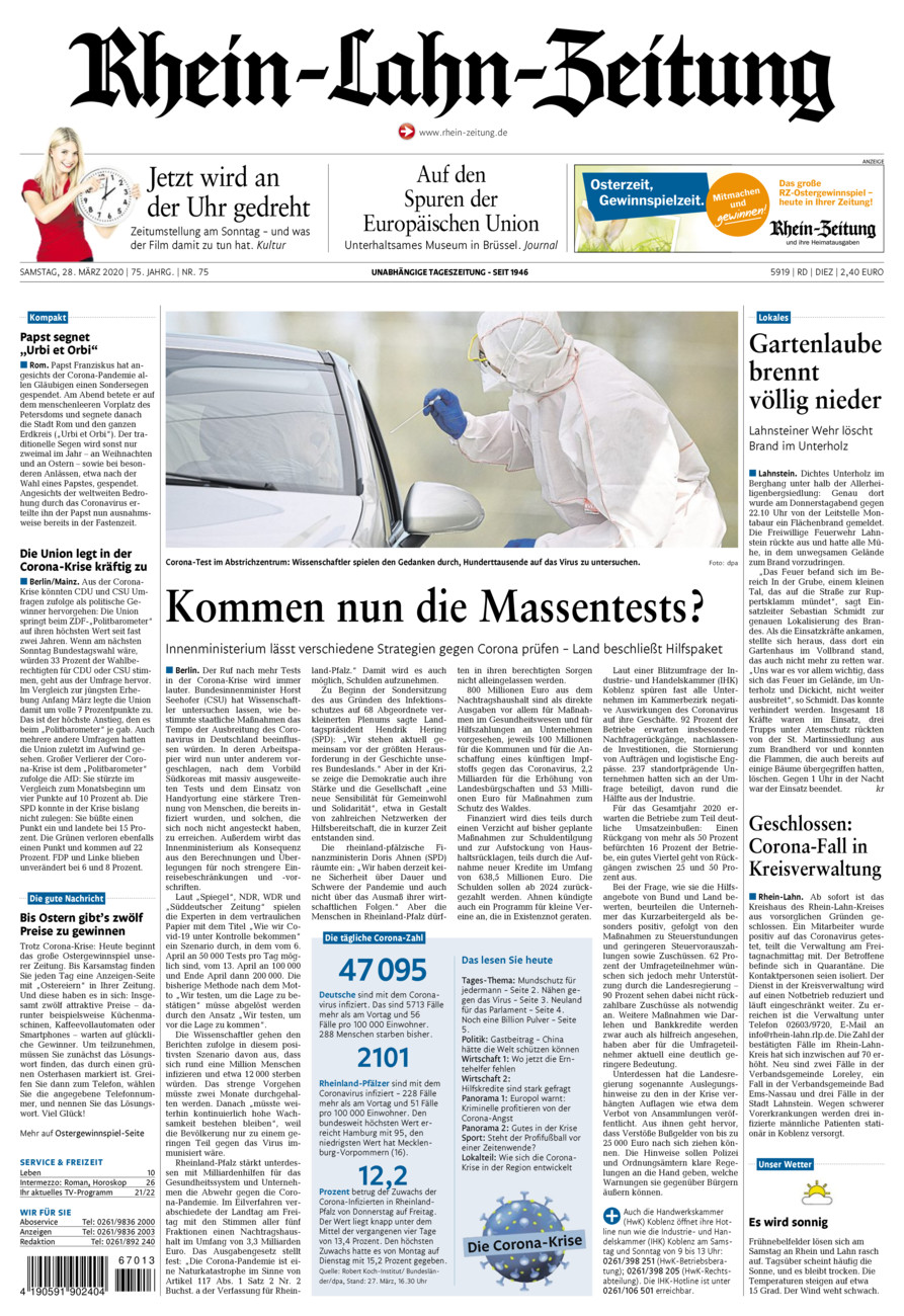 Rhein-Lahn-Zeitung Diez (Archiv) vom Samstag, 28.03.2020