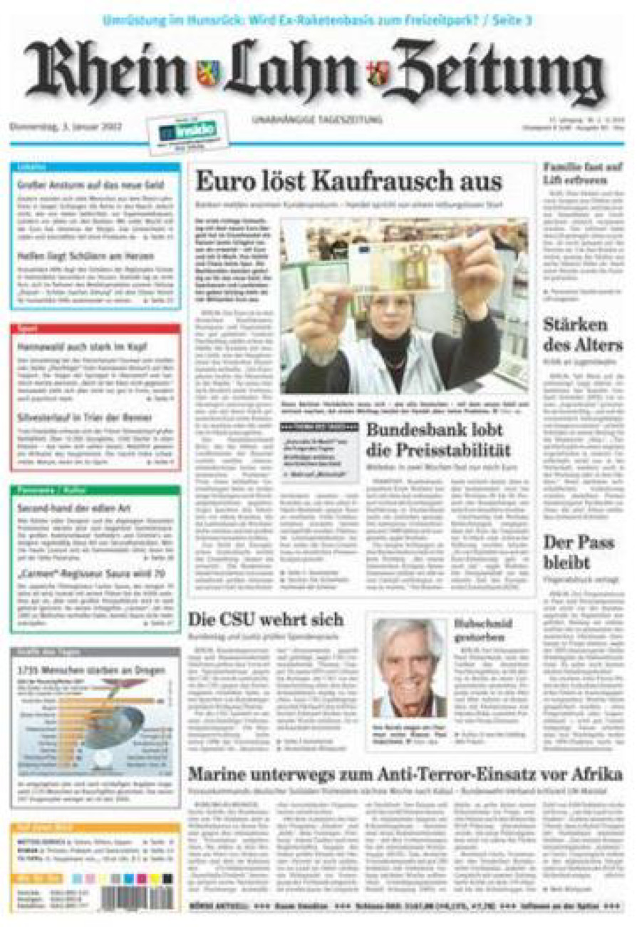 Rhein-Lahn-Zeitung Diez (Archiv) vom Donnerstag, 03.01.2002