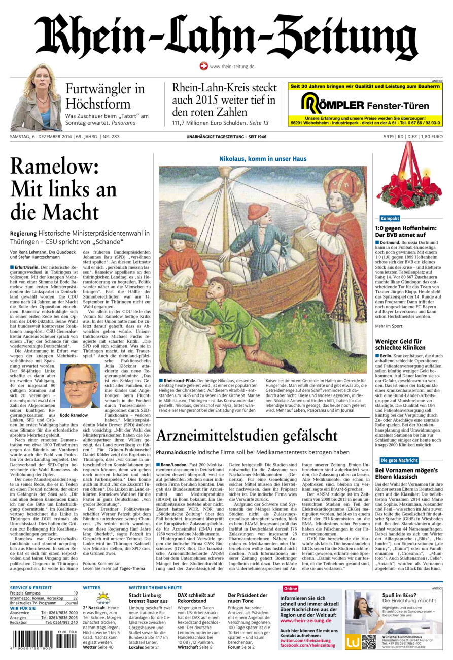 Rhein-Lahn-Zeitung Diez (Archiv) vom Samstag, 06.12.2014