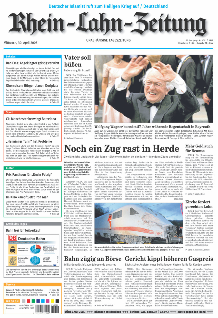 Rhein-Lahn-Zeitung Diez (Archiv) vom Mittwoch, 30.04.2008