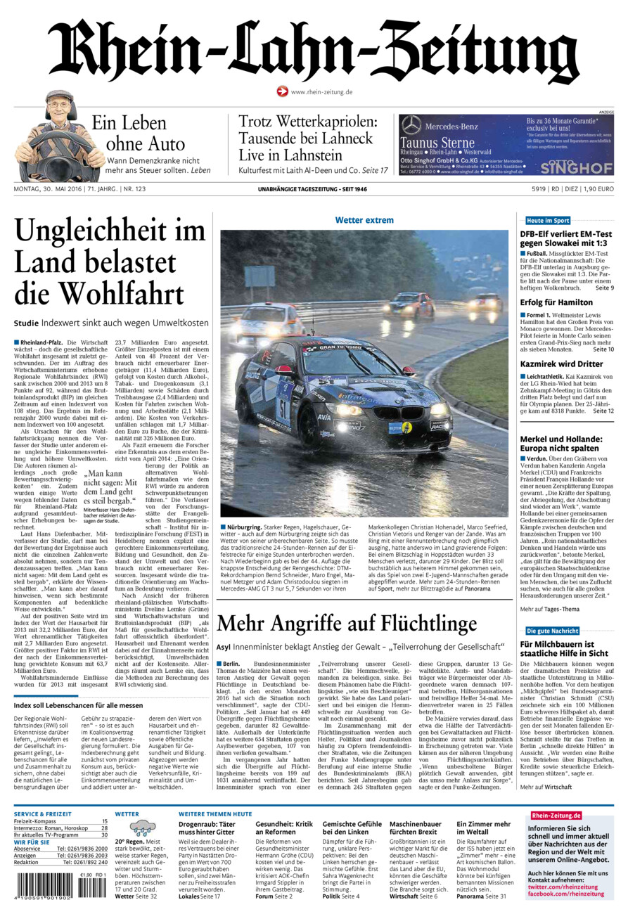 Rhein-Lahn-Zeitung Diez (Archiv) vom Montag, 30.05.2016