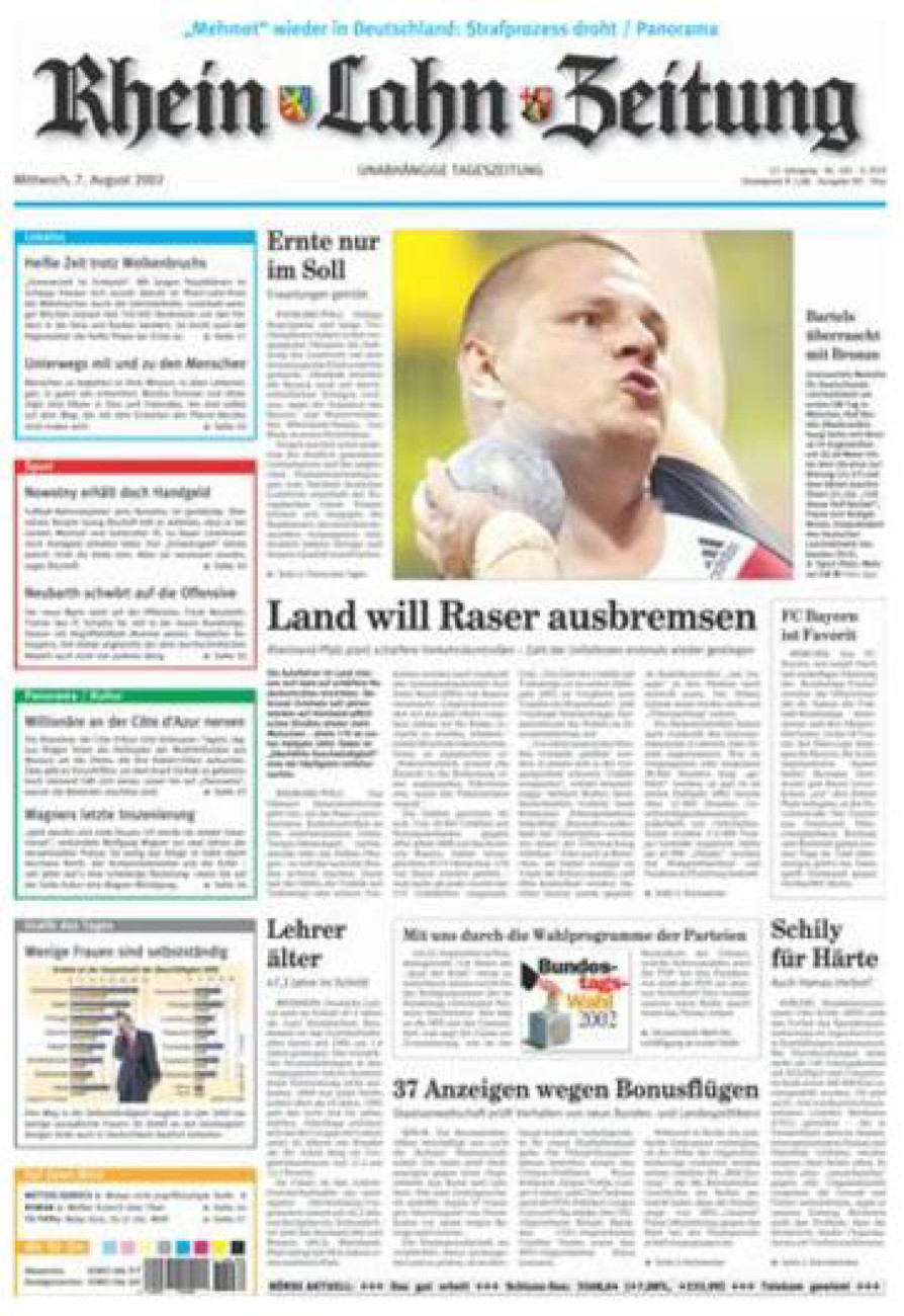 Rhein-Lahn-Zeitung Diez (Archiv) vom Mittwoch, 07.08.2002
