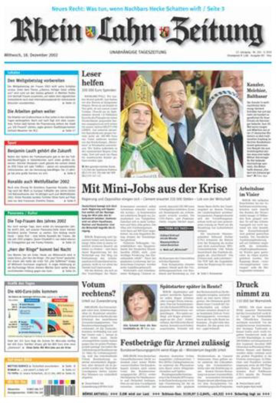Rhein-Lahn-Zeitung Diez (Archiv) vom Mittwoch, 18.12.2002