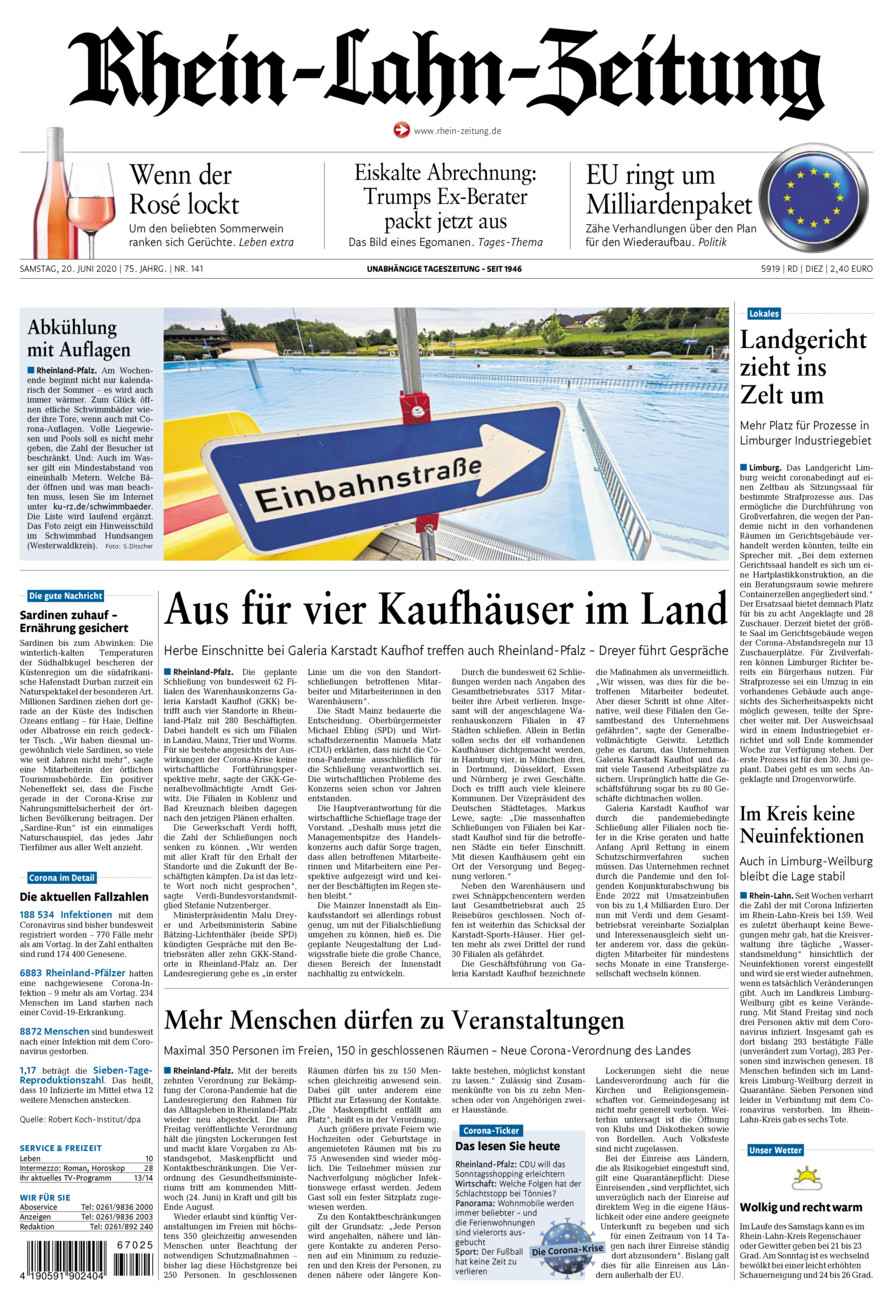 Rhein-Lahn-Zeitung Diez (Archiv) vom Samstag, 20.06.2020
