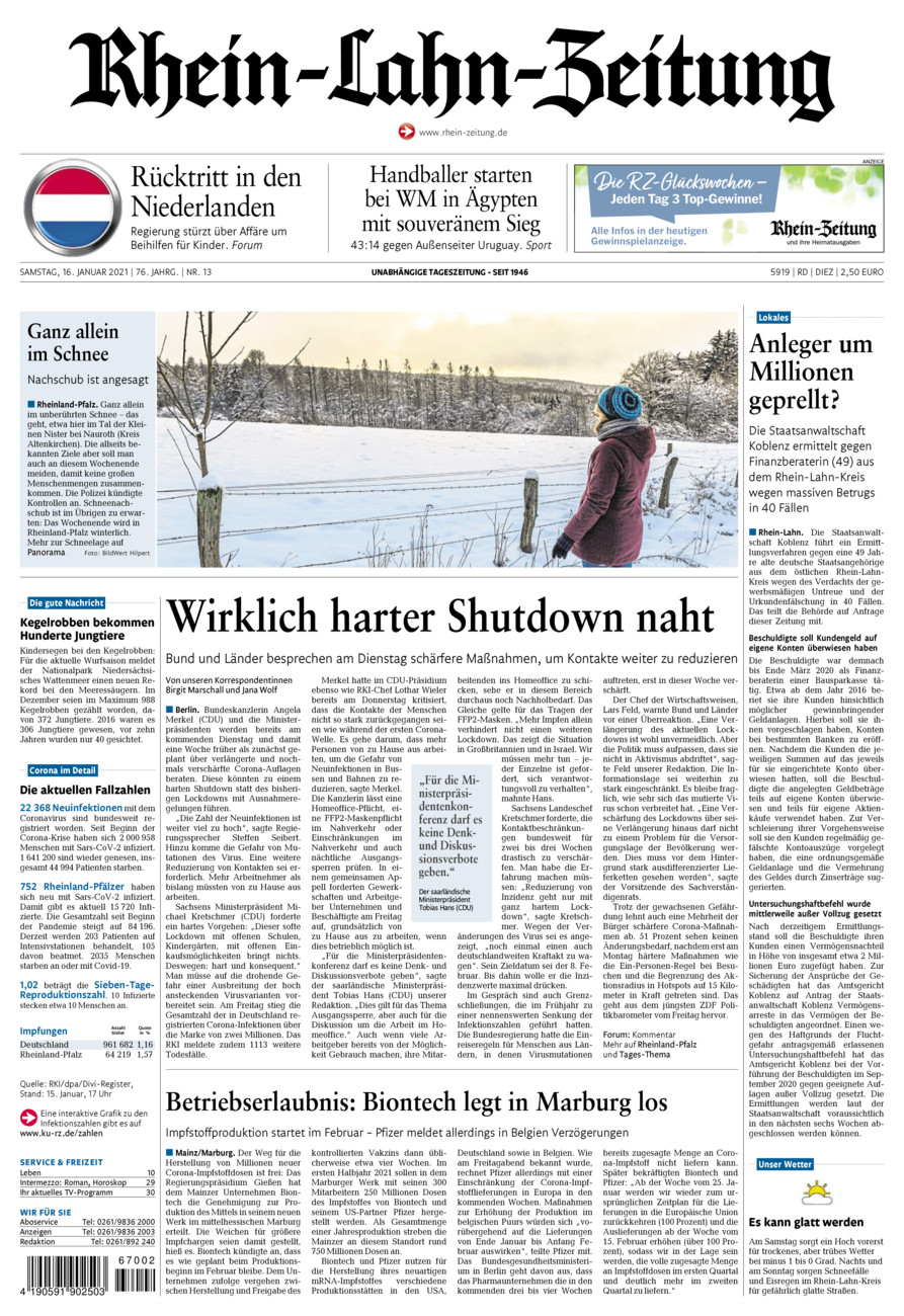 Rhein-Lahn-Zeitung Diez (Archiv) vom Samstag, 16.01.2021