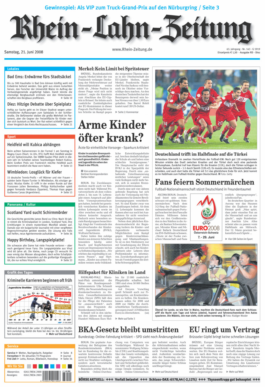 Rhein-Lahn-Zeitung Diez (Archiv) vom Samstag, 21.06.2008