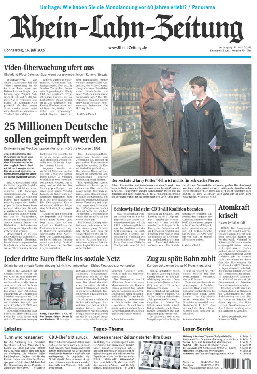 Rhein-Lahn-Zeitung Diez (Archiv) vom Donnerstag, 16.07.2009