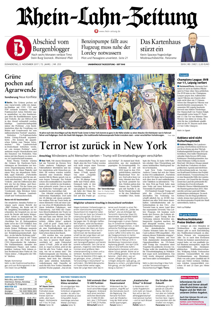 Rhein-Lahn-Zeitung Diez (Archiv) vom Donnerstag, 02.11.2017