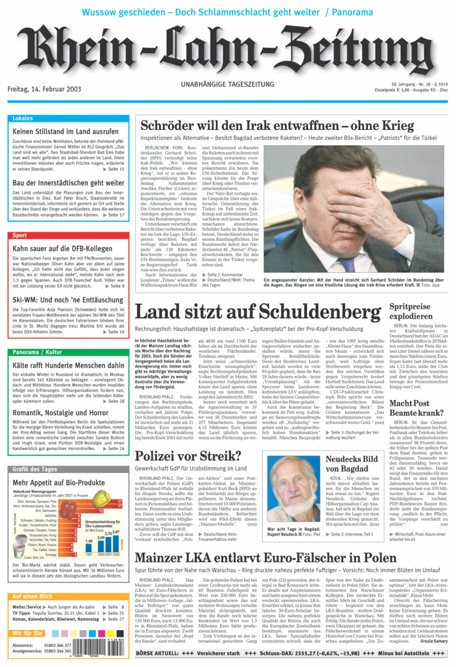 Rhein-Lahn-Zeitung Diez (Archiv) vom Freitag, 14.02.2003