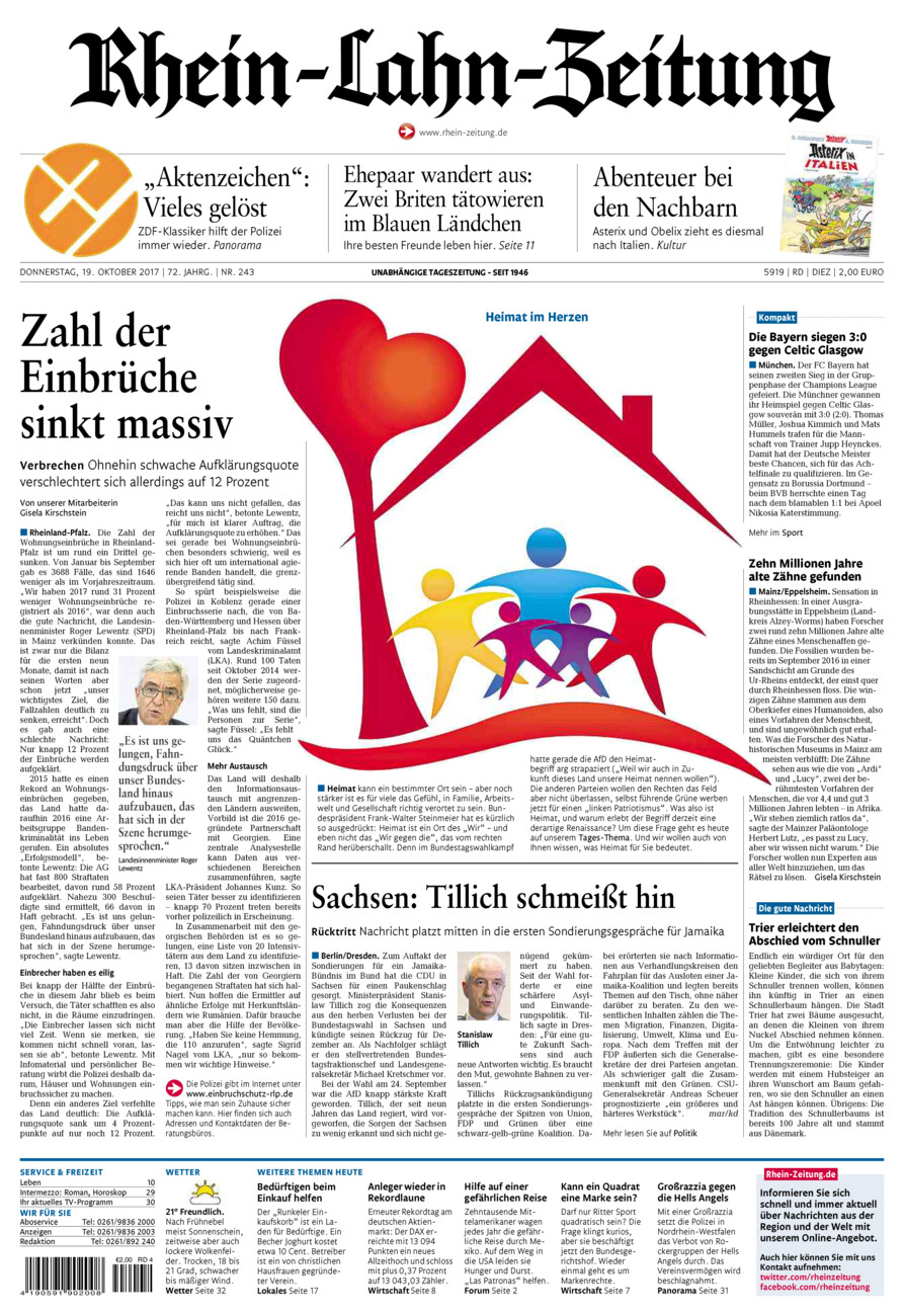 Rhein-Lahn-Zeitung Diez (Archiv) vom Donnerstag, 19.10.2017
