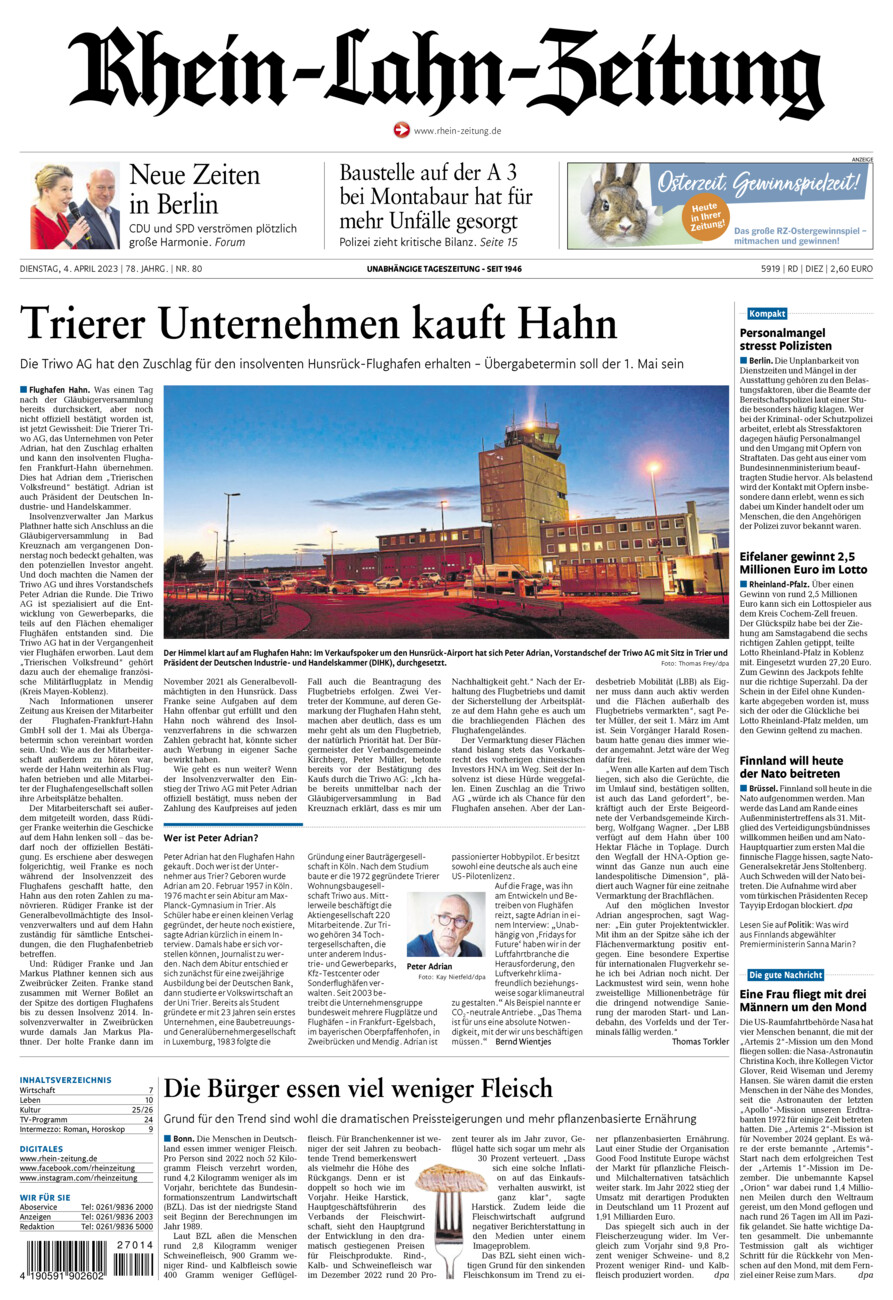 Rhein-Lahn-Zeitung Diez (Archiv) vom Dienstag, 04.04.2023