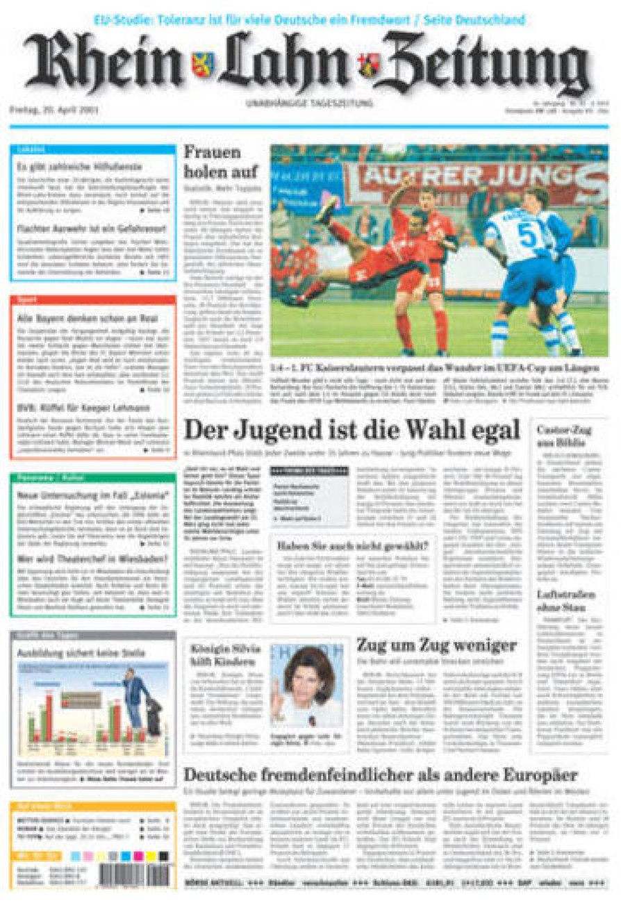 Rhein-Lahn-Zeitung Diez (Archiv) vom Freitag, 20.04.2001