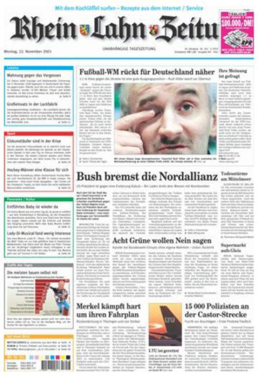 Rhein-Lahn-Zeitung Diez (Archiv) vom Montag, 12.11.2001