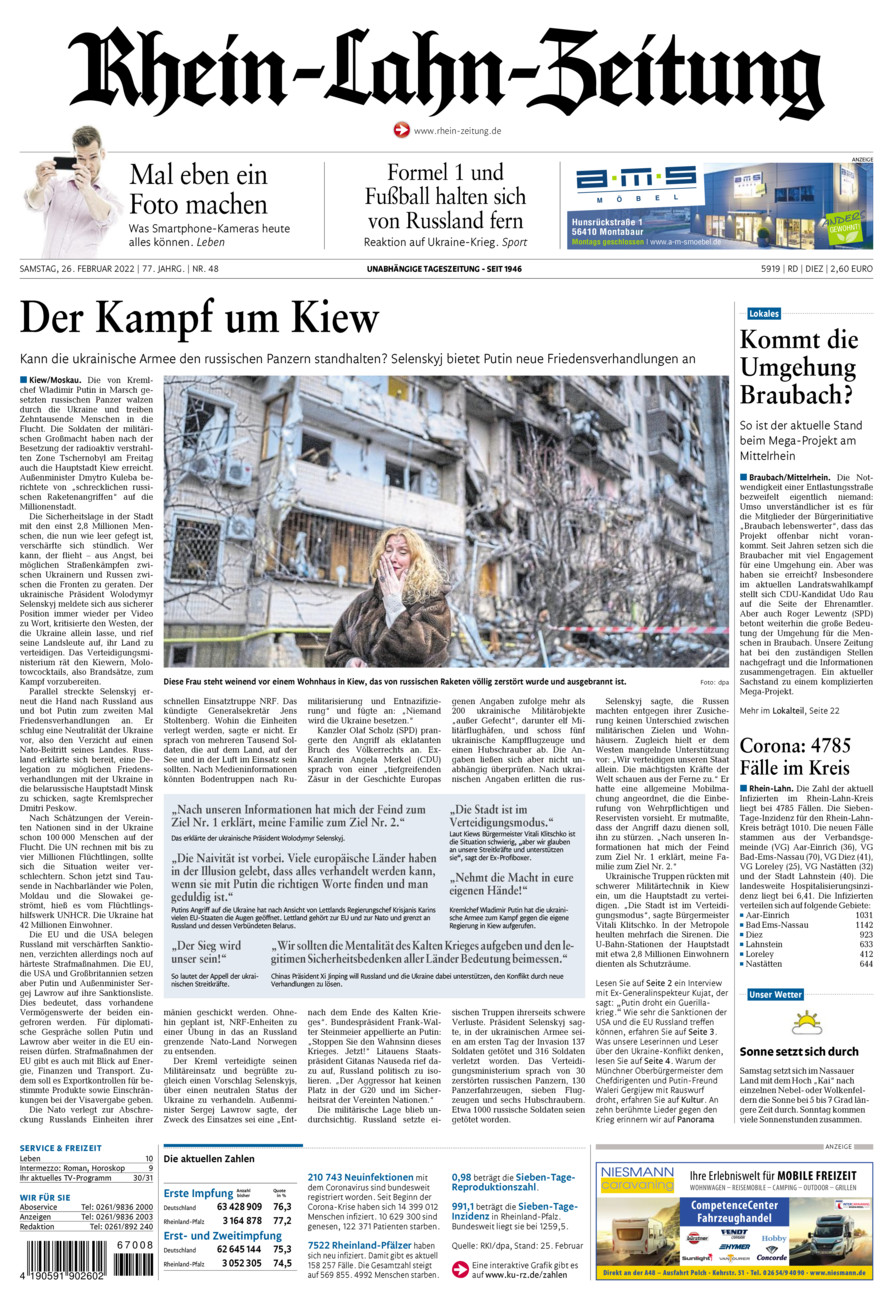 Rhein-Lahn-Zeitung Diez (Archiv) vom Samstag, 26.02.2022