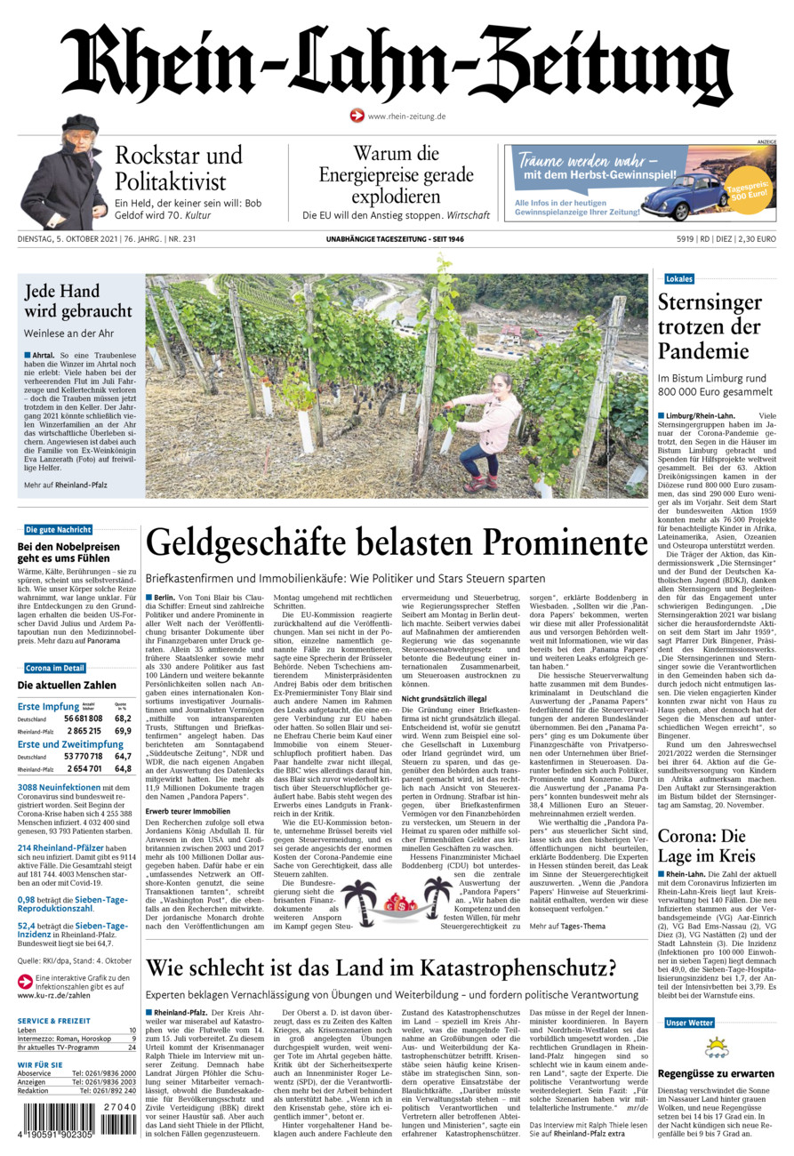 Rhein-Lahn-Zeitung Diez (Archiv) vom Dienstag, 05.10.2021