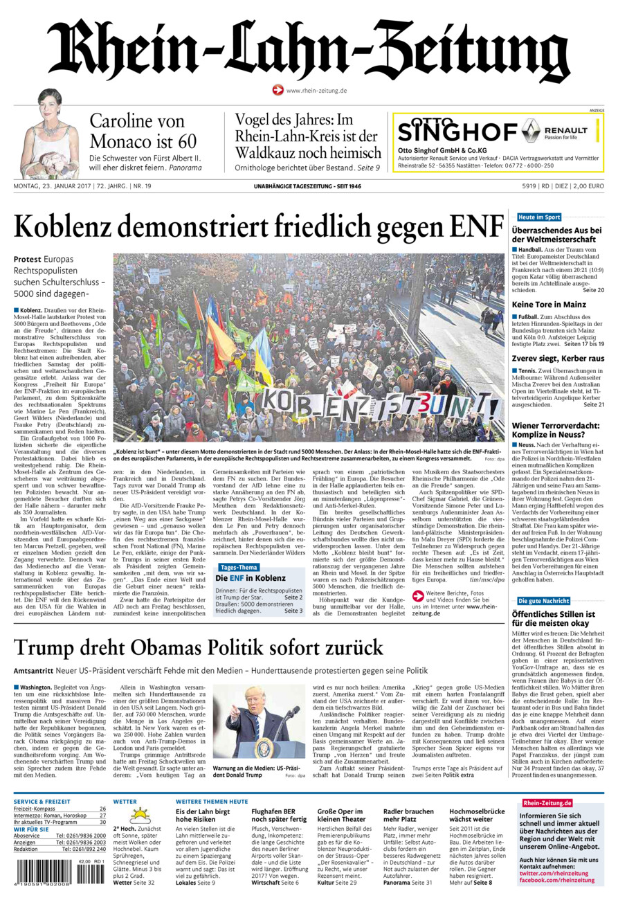 Rhein-Lahn-Zeitung Diez (Archiv) vom Montag, 23.01.2017