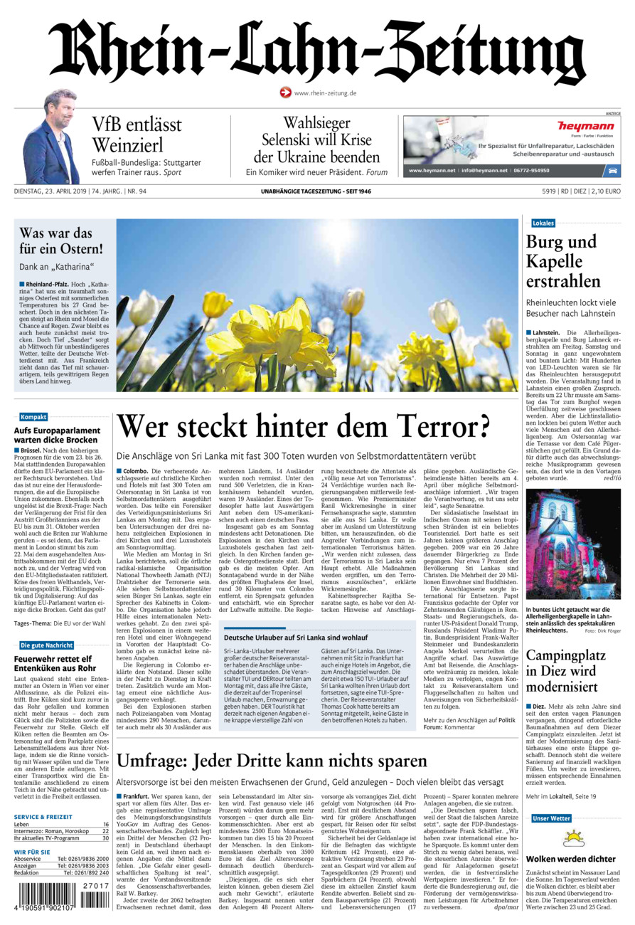 Rhein-Lahn-Zeitung Diez (Archiv) vom Dienstag, 23.04.2019